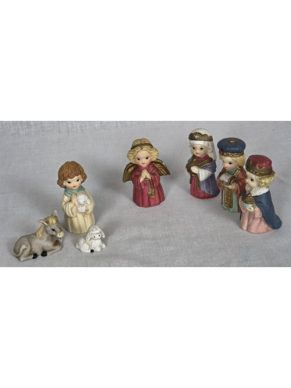 7pc miniature Set: Christmas Holiday 3 Wise Men Shepard & Angel Stable Animals